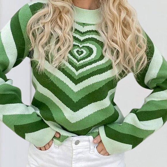 NWT Green Heart Mock Neck Long Sleeve Sweater - Picture 3 of 11
